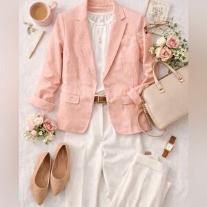 Banana Republic Light Pink peach Women's Blazer size 12 linen blend